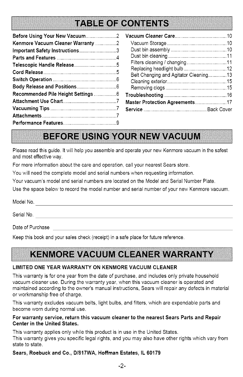 Kenmore 721.358205 User Manual | Page 2 / 36