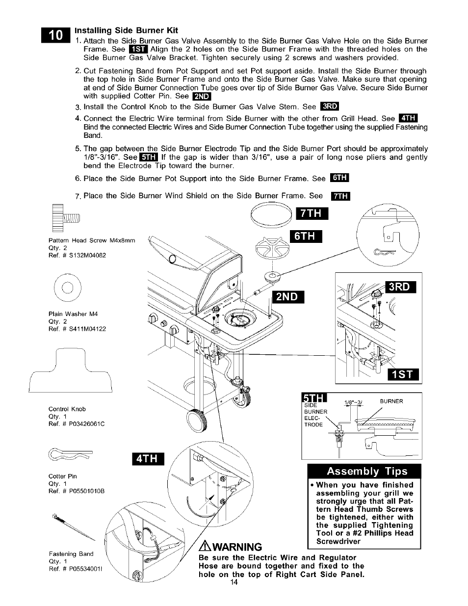 Installing side burner kit | Kenmore 141.16223 User Manual | Page 14 / 34