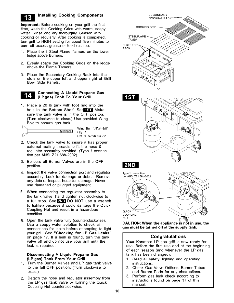 Congratuiations | Kenmore 141.16223 User Manual | Page 16 / 34