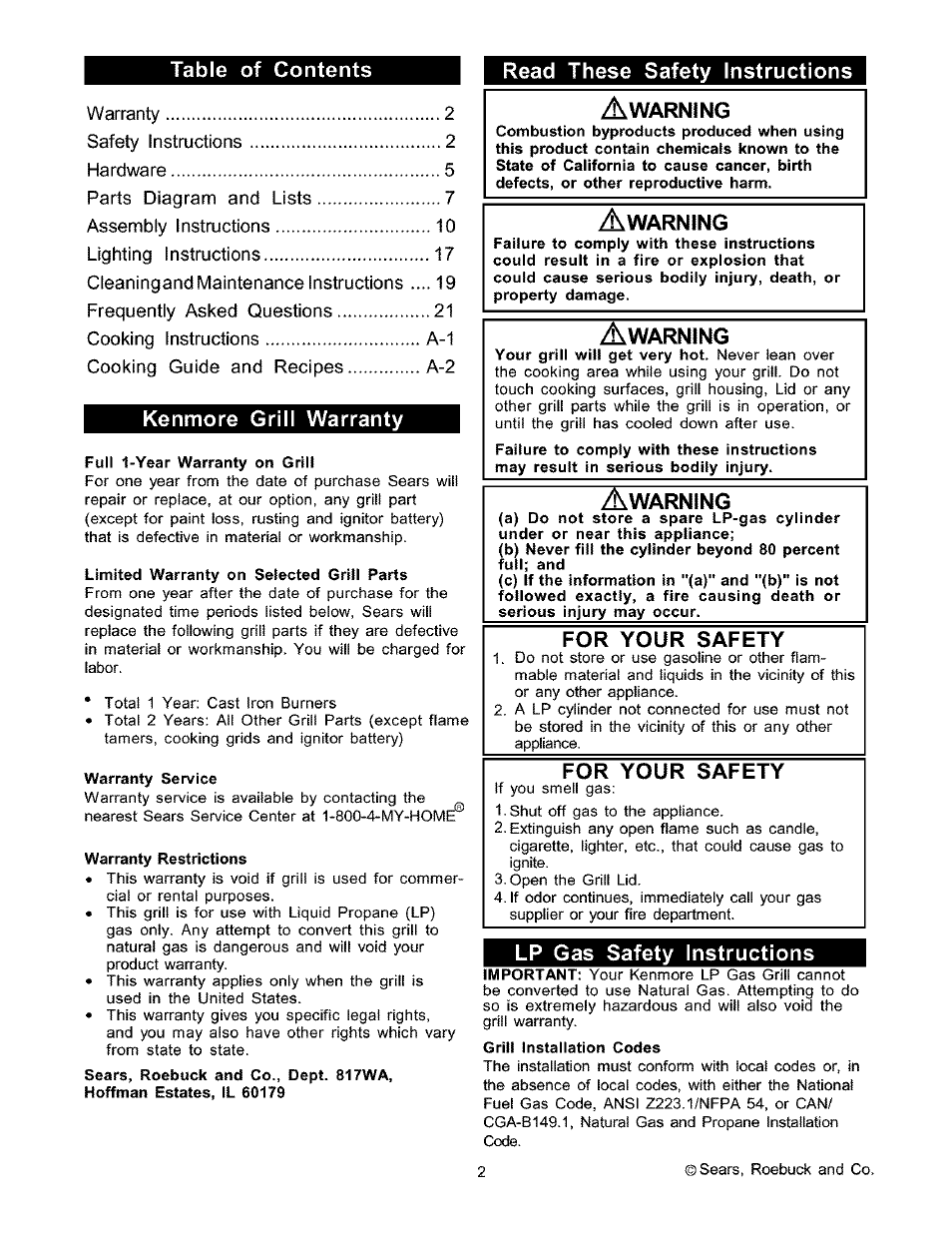 Kenmore 141.16223 User Manual | Page 2 / 34