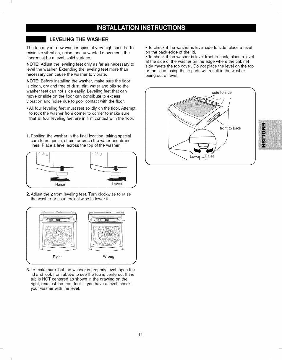 Installation instructions | Kenmore ELITE 796.292796 User Manual | Page 11 / 92