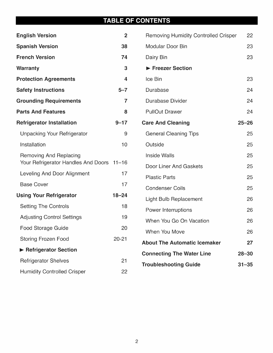 Kenmore ELITE 795.7104 User Manual | Page 2 / 36