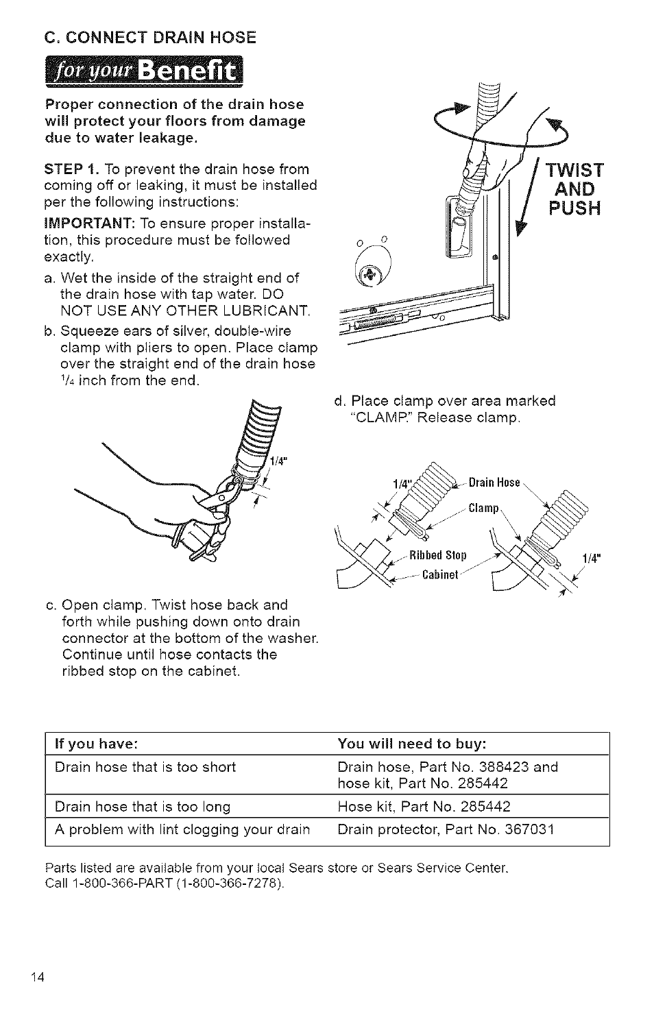 Béhéfit, For your | Kenmore 3950144 User Manual | Page 14 / 37