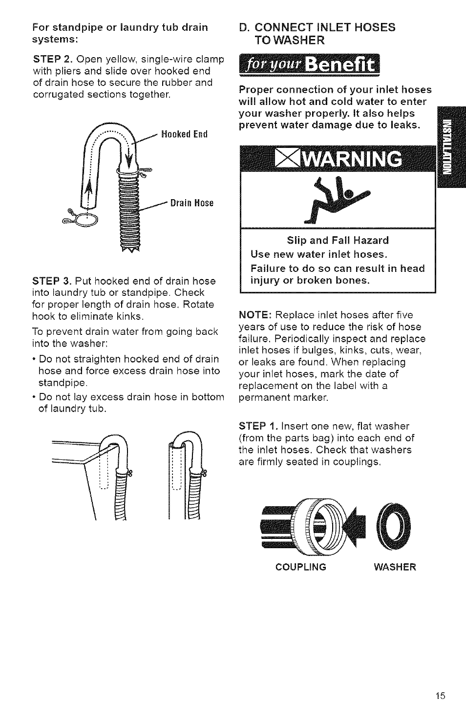 Or benefit, Warning | Kenmore 3950144 User Manual | Page 15 / 37