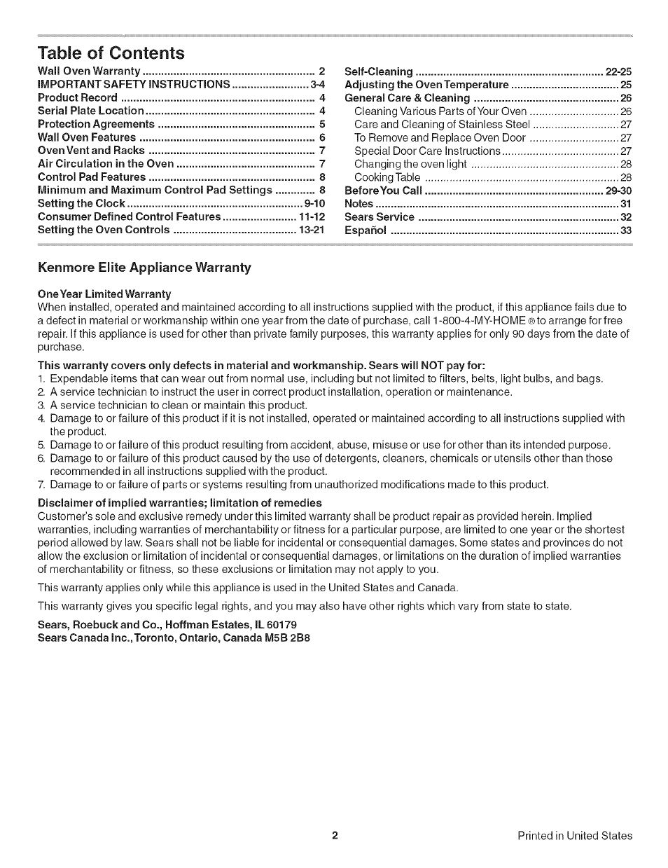 Kenmore 790. 4789 User Manual | Page 2 / 36