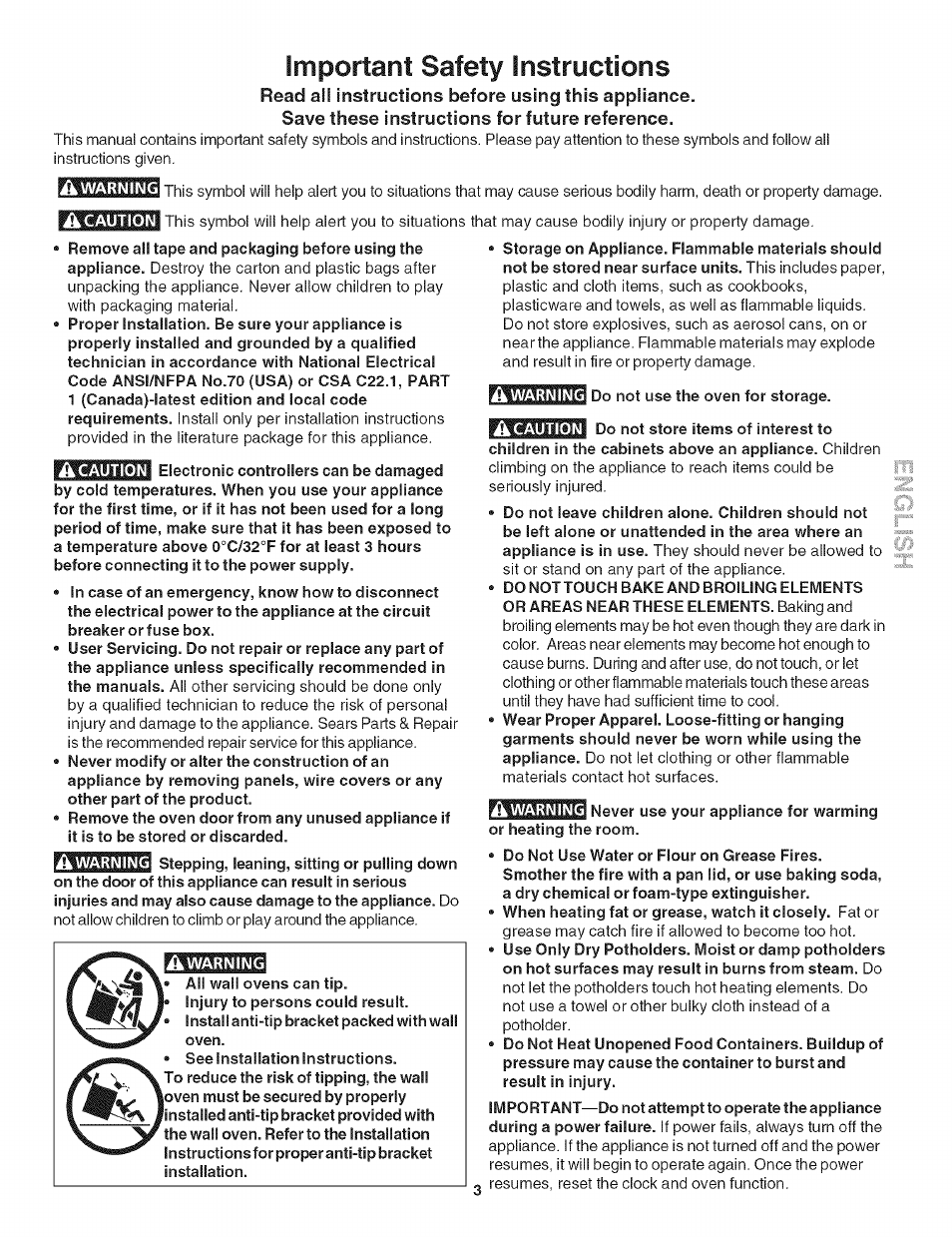Read all instructions before using this appliance, Save these instructions for future reference, Important safety instructions | Kenmore 790. 4789 User Manual | Page 3 / 36