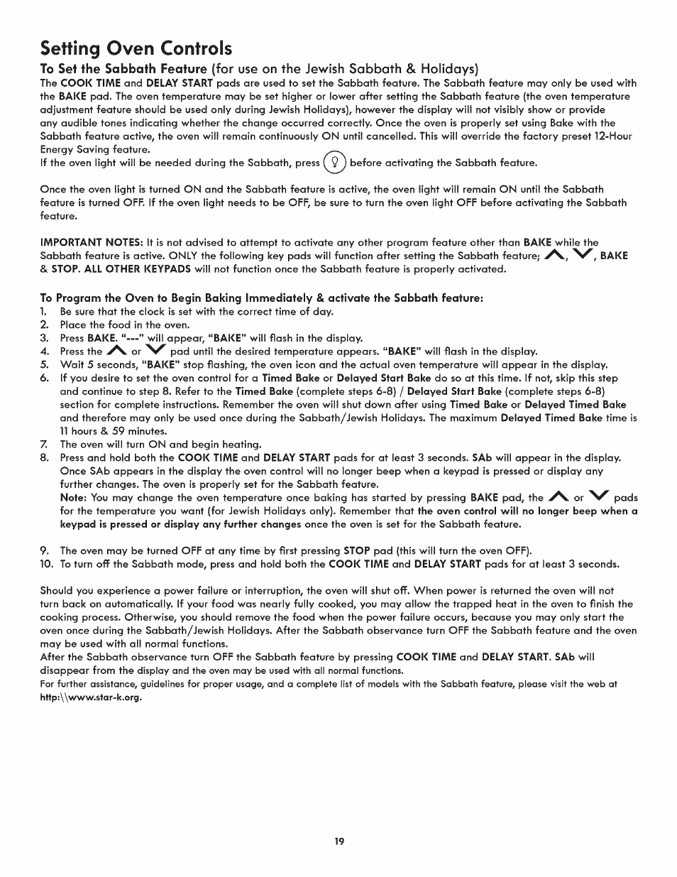 Setting oven controls | Kenmore 790.9805 User Manual | Page 19 / 30