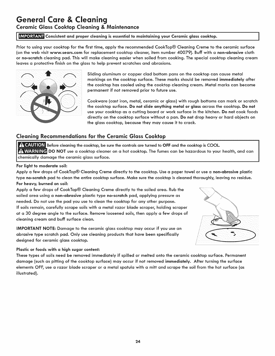 General care & cleaning, Ceramic | Kenmore 790.9805 User Manual | Page 24 / 30