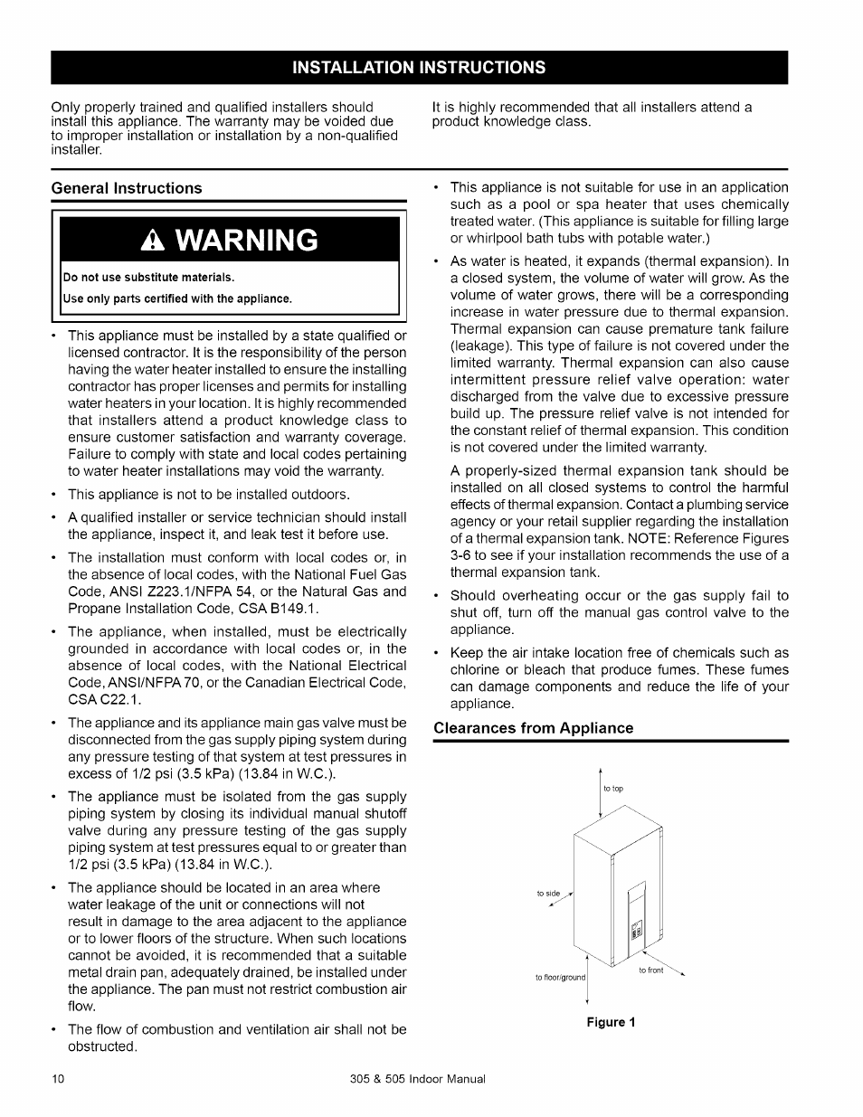 Installation instructions, A warning | Kenmore 505 User Manual | Page 10 / 36