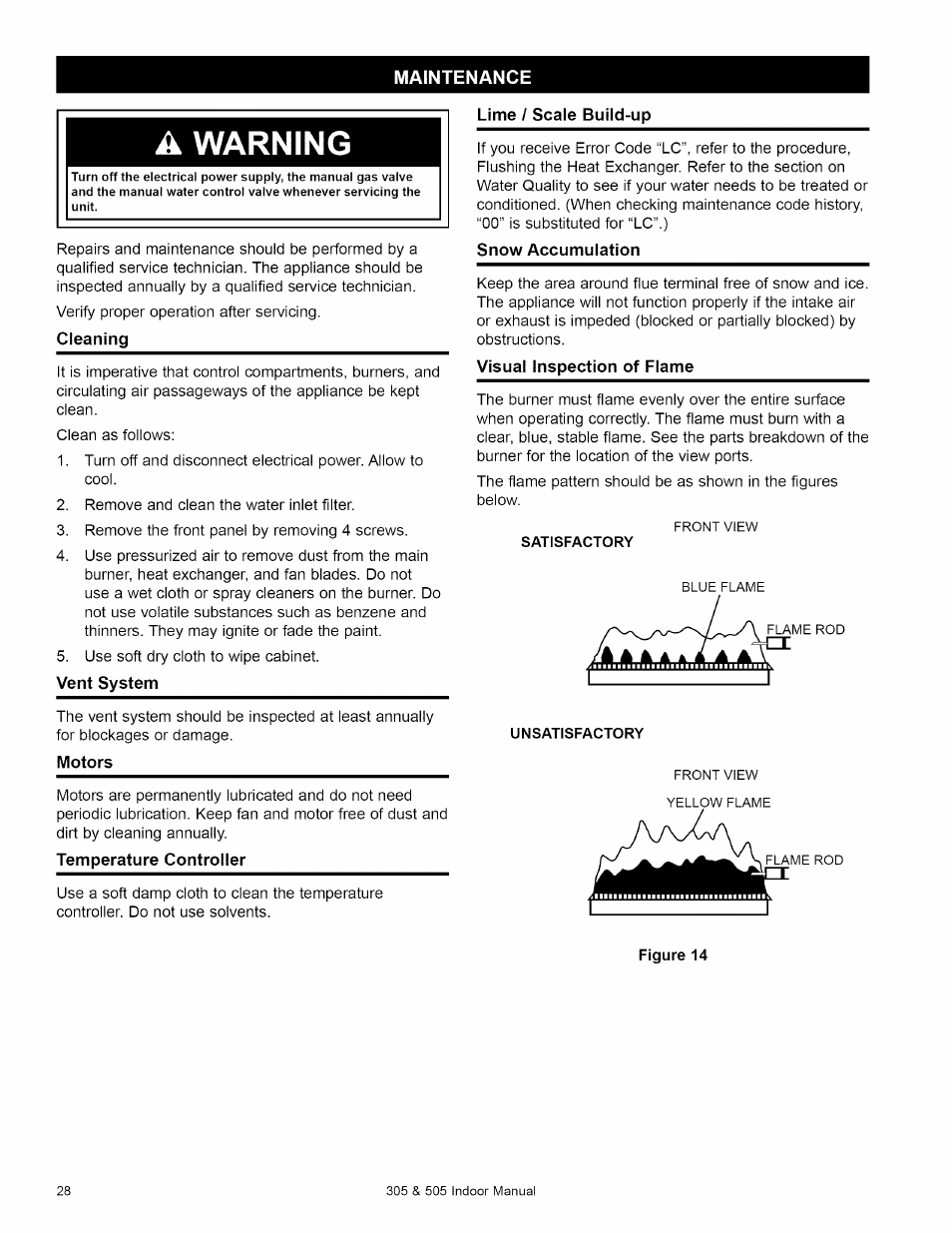 A warning, Maintenance | Kenmore 505 User Manual | Page 28 / 36