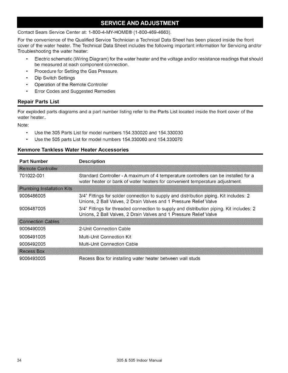 Service and adjustment | Kenmore 505 User Manual | Page 34 / 36