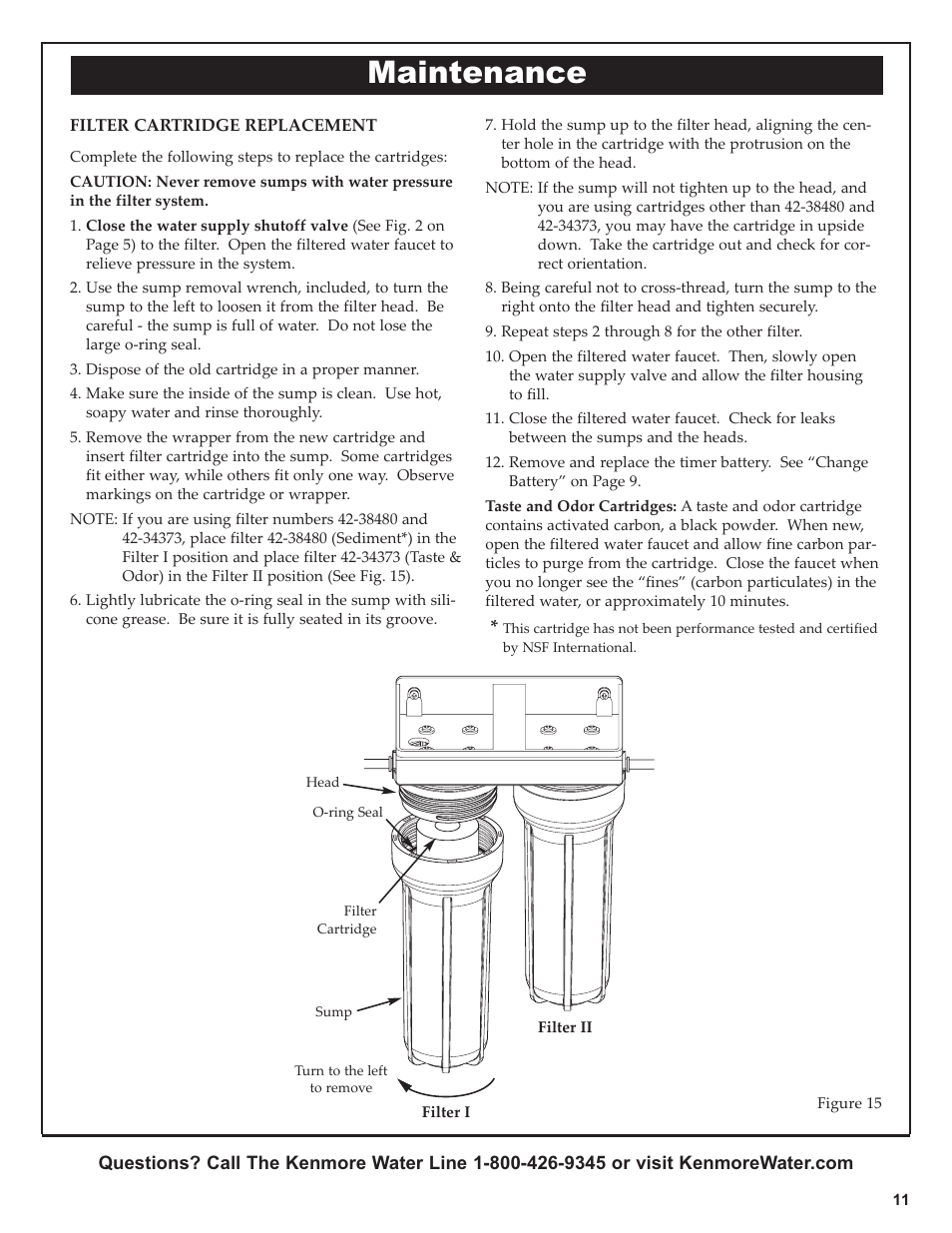 Maintenance | Kenmore 625.38461 User Manual | Page 11 / 16