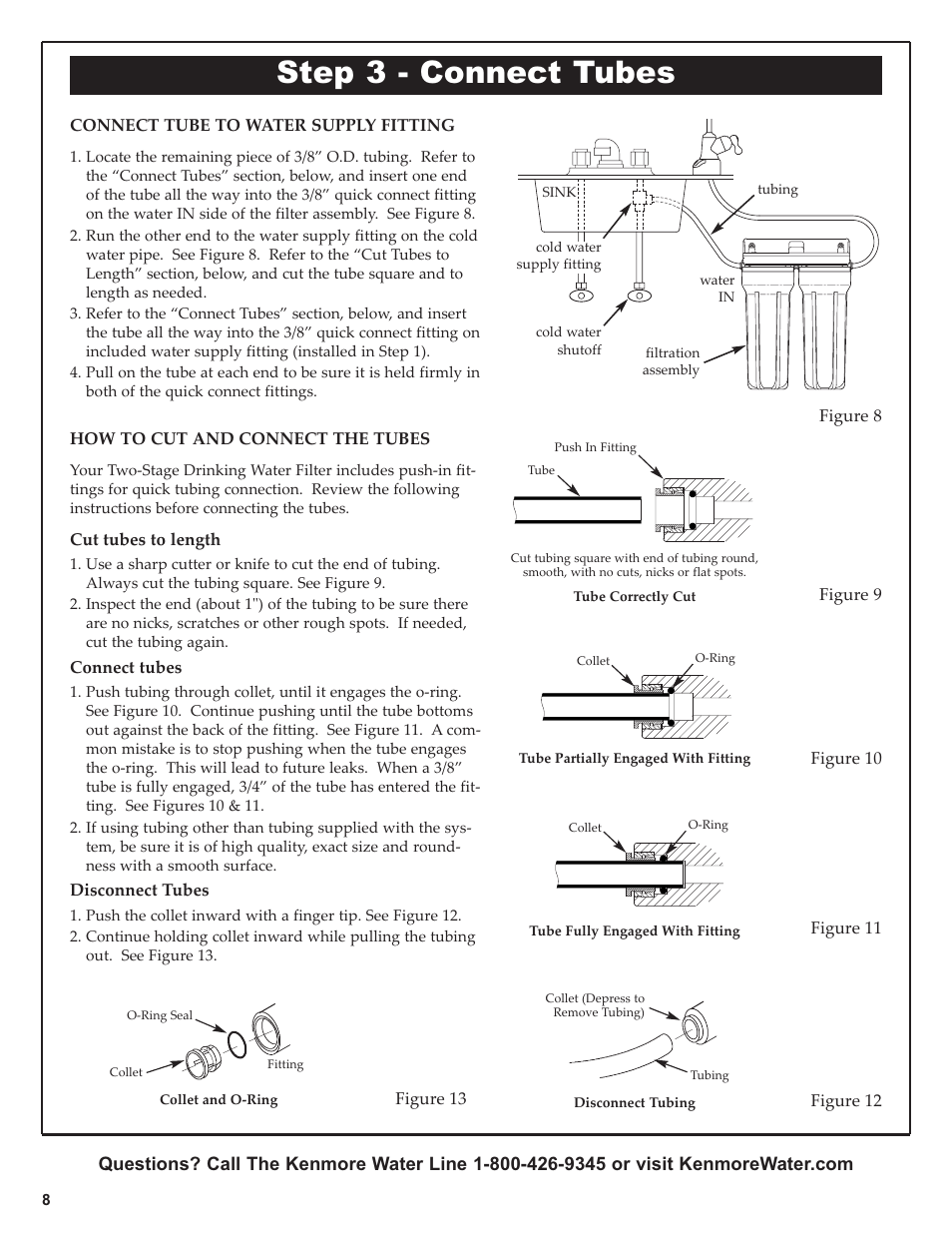 Step 3 - connect tubes | Kenmore 625.38461 User Manual | Page 8 / 16