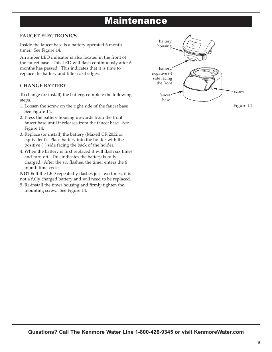 Maintenance | Kenmore 625.38461 User Manual | Page 9 / 16