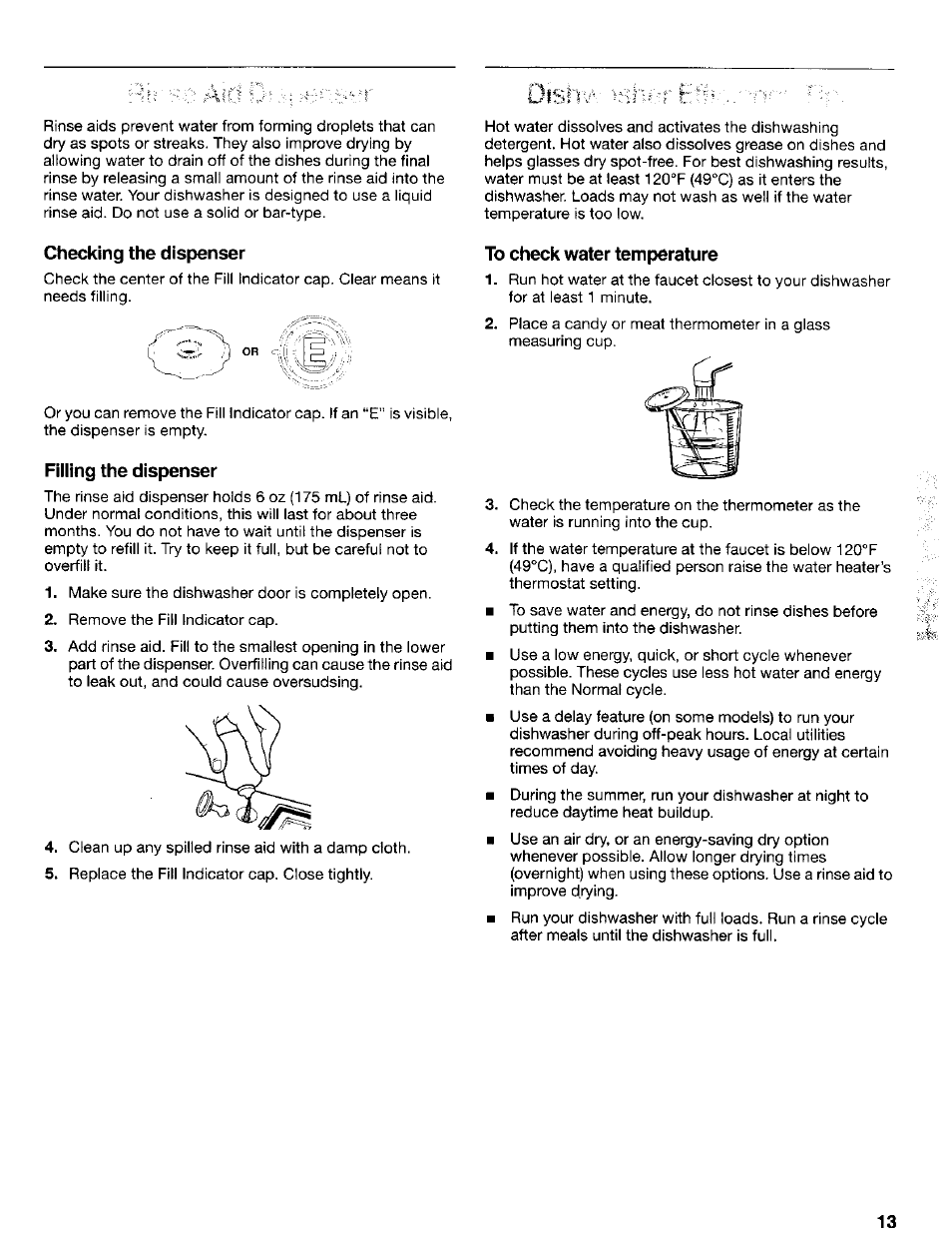 Checking the dispenser, To check water temperature | Kenmore 665.17425 User Manual | Page 13 / 20