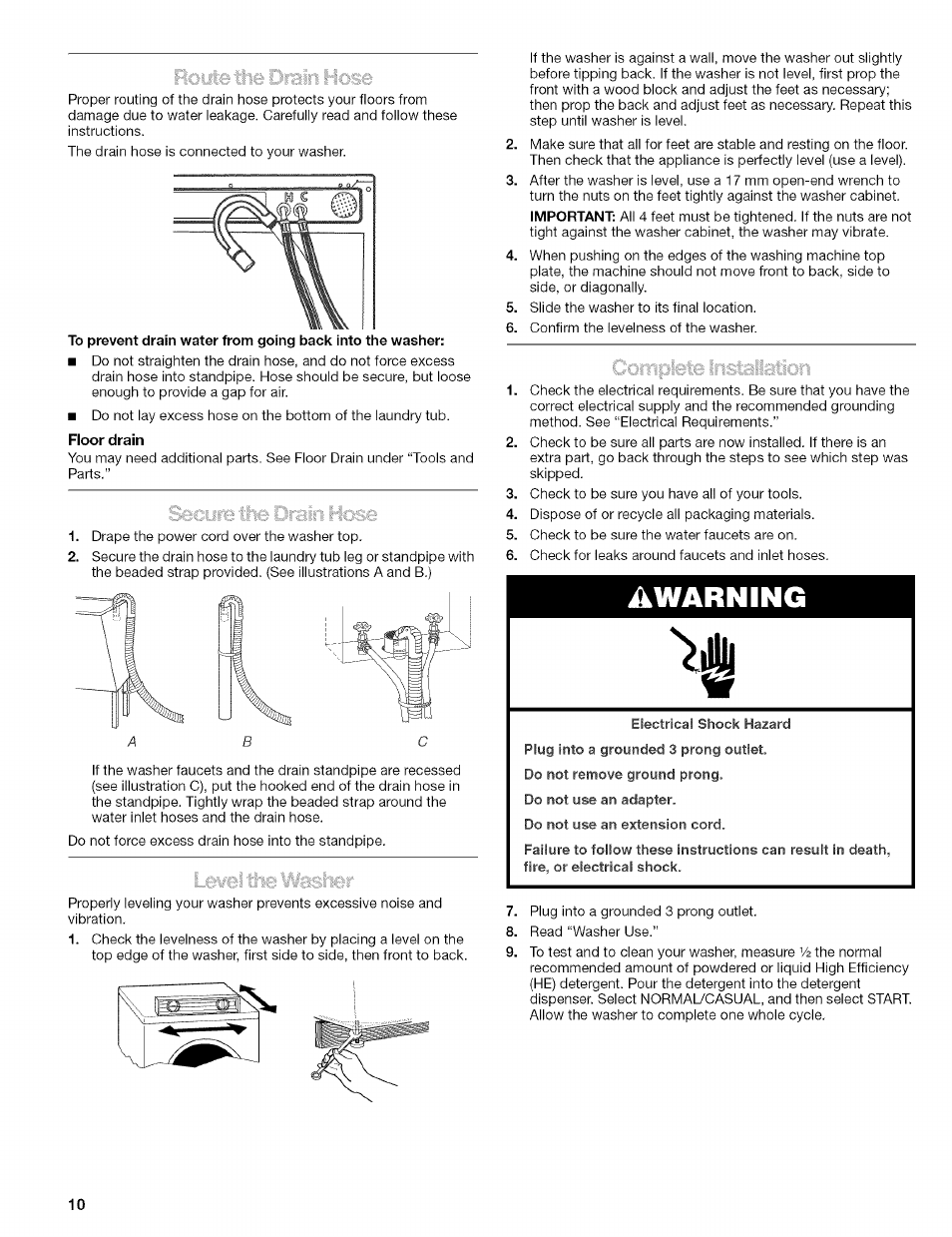 Awarning | Kenmore 110.4597 User Manual | Page 10 / 64