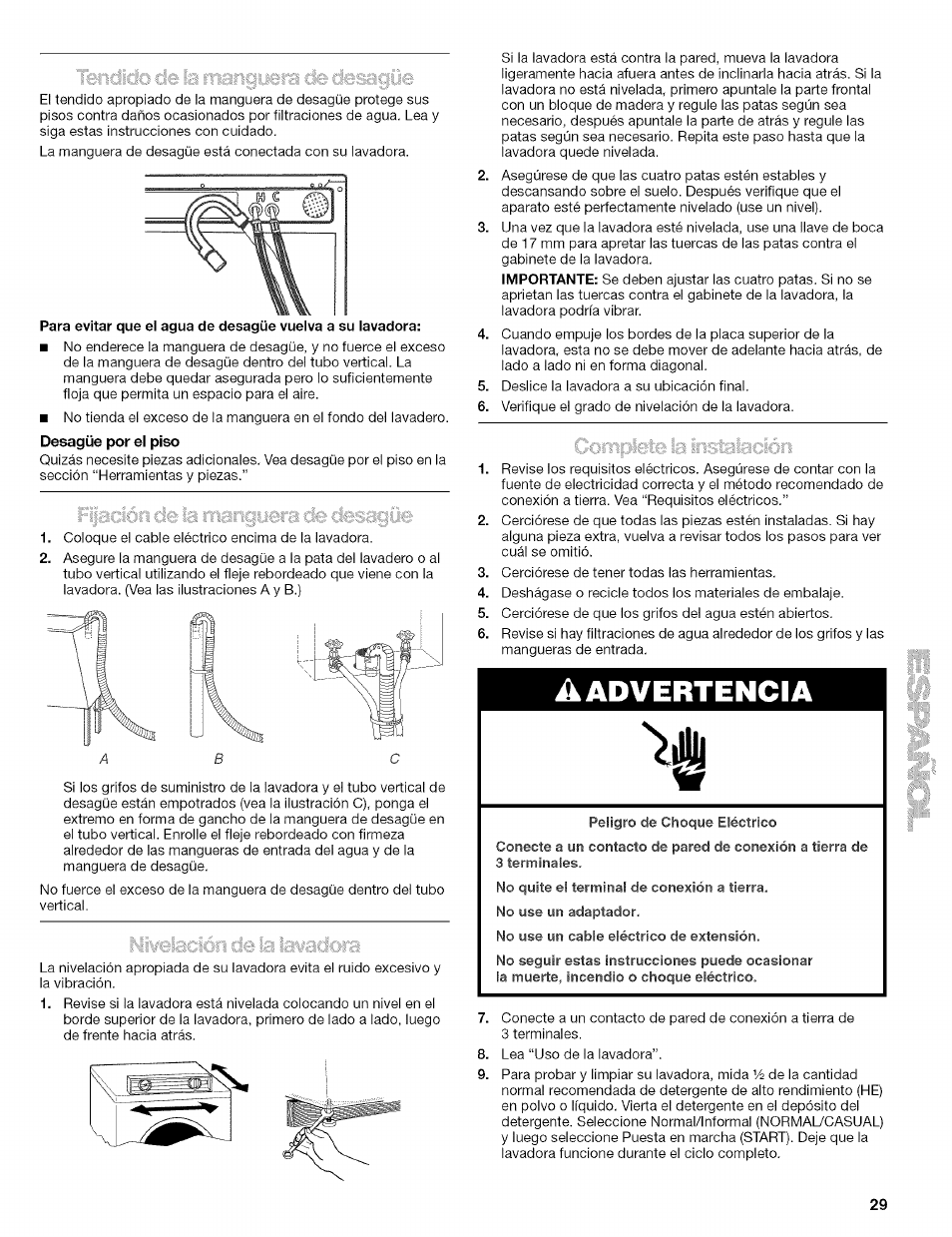 A advertencia | Kenmore 110.4597 User Manual | Page 29 / 64