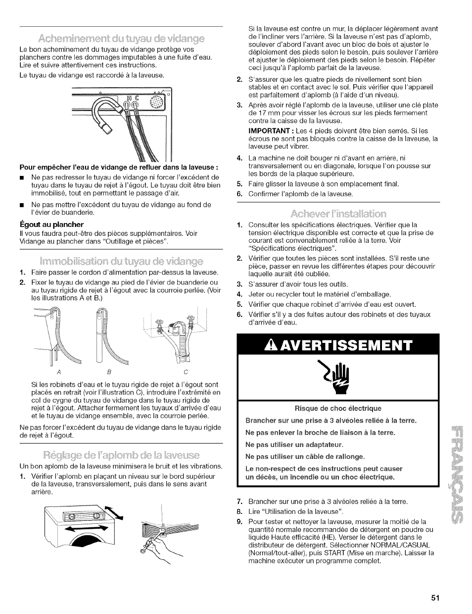 A avertissement | Kenmore 110.4597 User Manual | Page 51 / 64