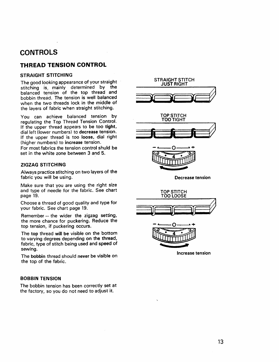 Controls, Straight stitching, Zigzag stitching | Bobbin tension, Jljl-jci | Kenmore 17921 User Manual | Page 16 / 65