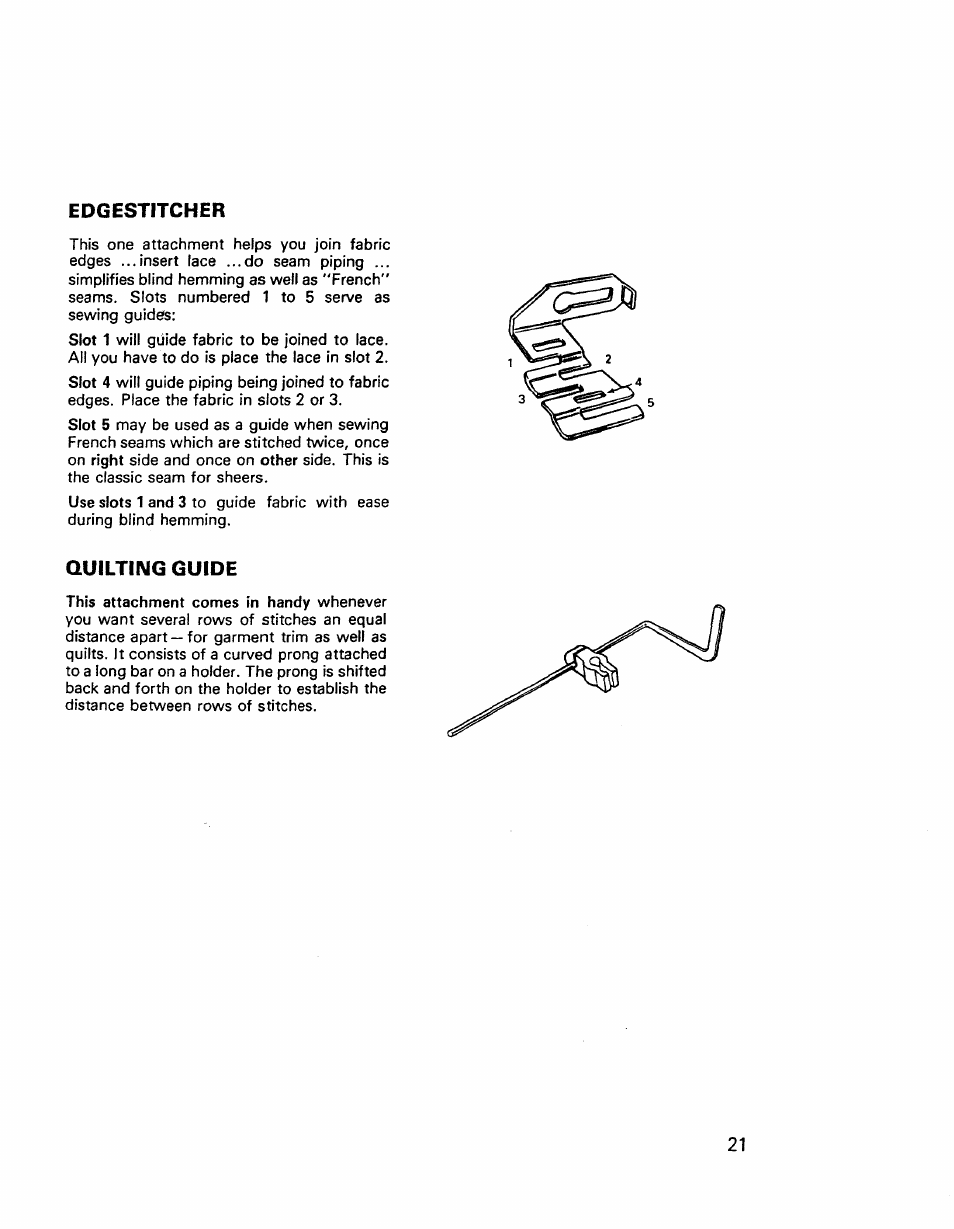 Edgestitcher, Quilting guide | Kenmore 17921 User Manual | Page 24 / 65