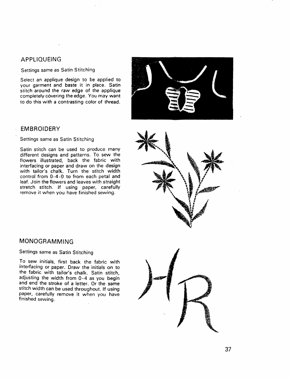 Appliqueing, Embroidery, Monogramming | Kenmore 17921 User Manual | Page 40 / 65