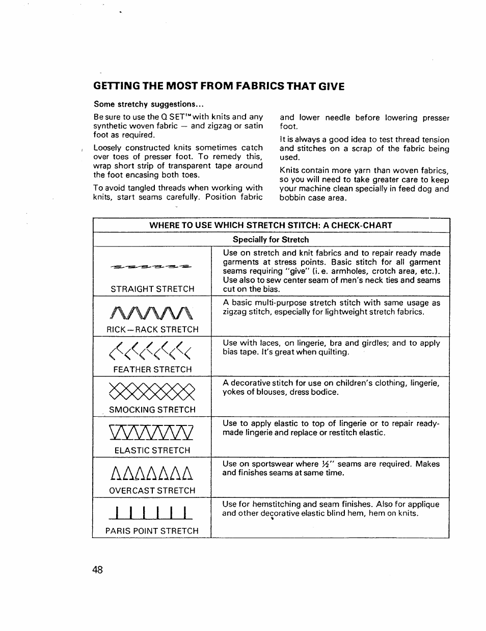 Getting the most from fabrics that give, Getting the most from fabrics that give -49 | Kenmore 17921 User Manual | Page 51 / 65