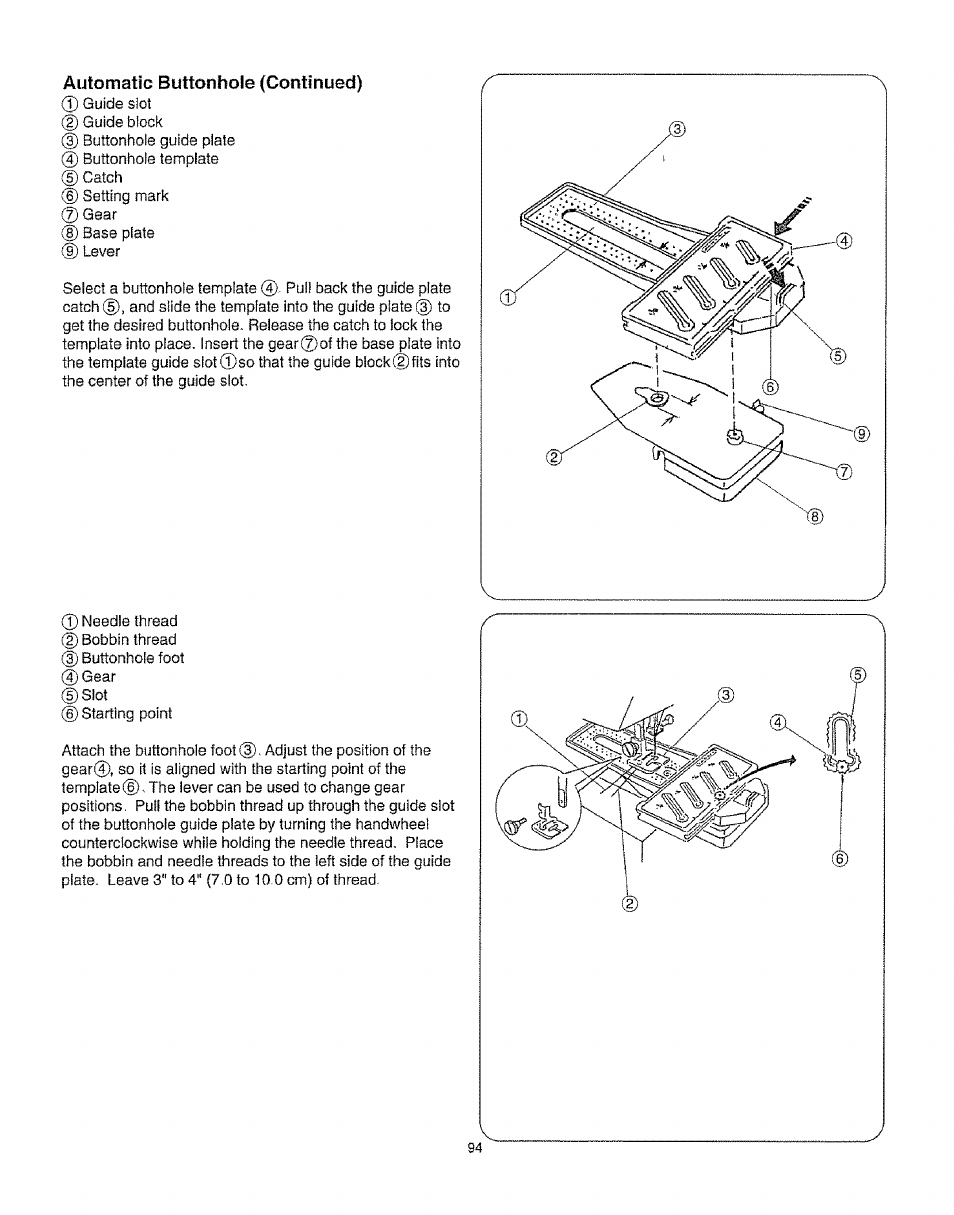 Automatic buttonhole (continued) | Kenmore 385.16231 User Manual | Page 106 / 117