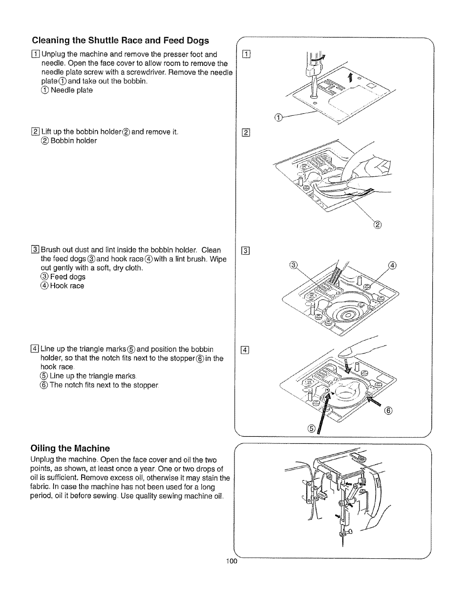 Oiling the machine | Kenmore 385.16231 User Manual | Page 112 / 117