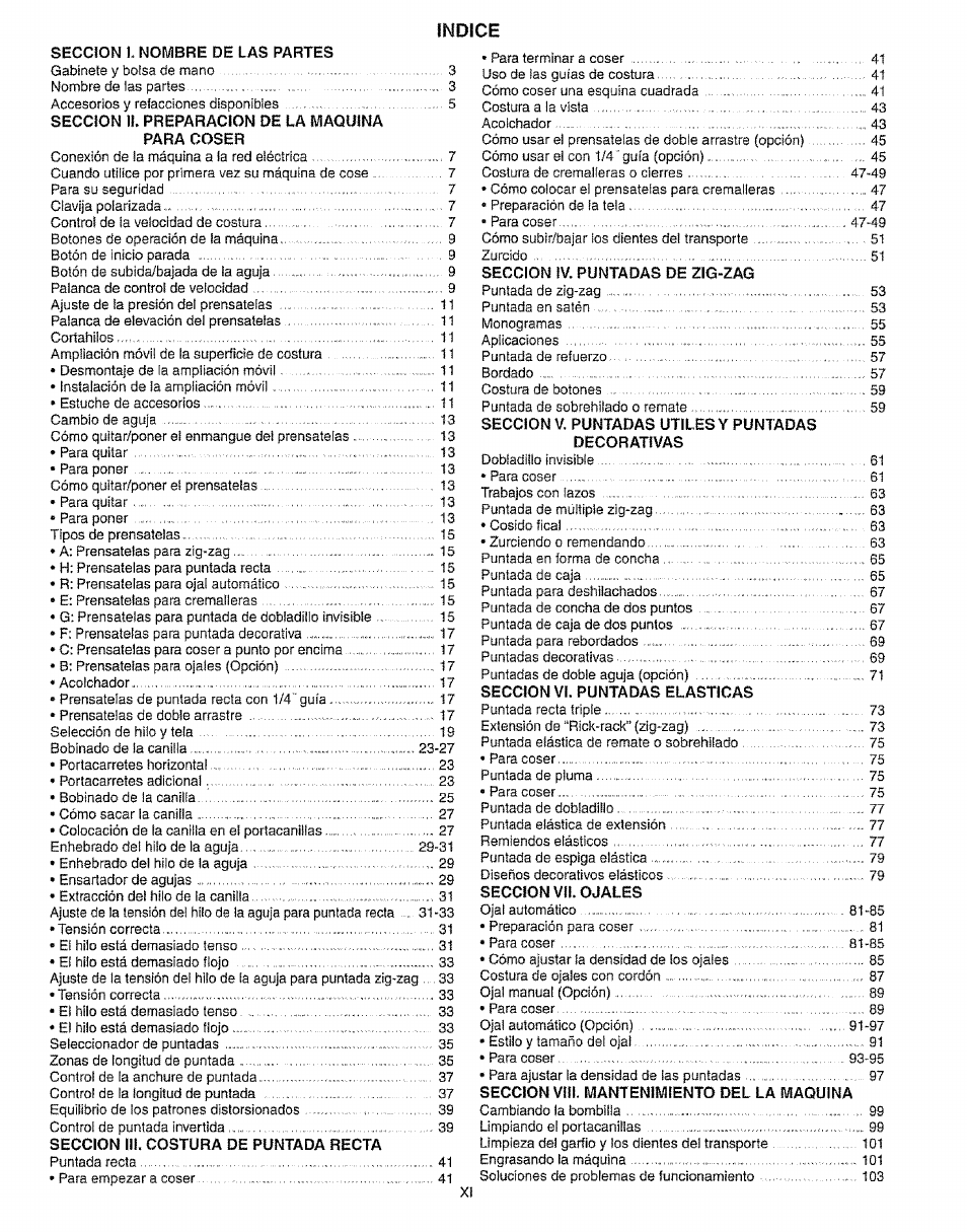 Indice | Kenmore 385.16231 User Manual | Page 12 / 117