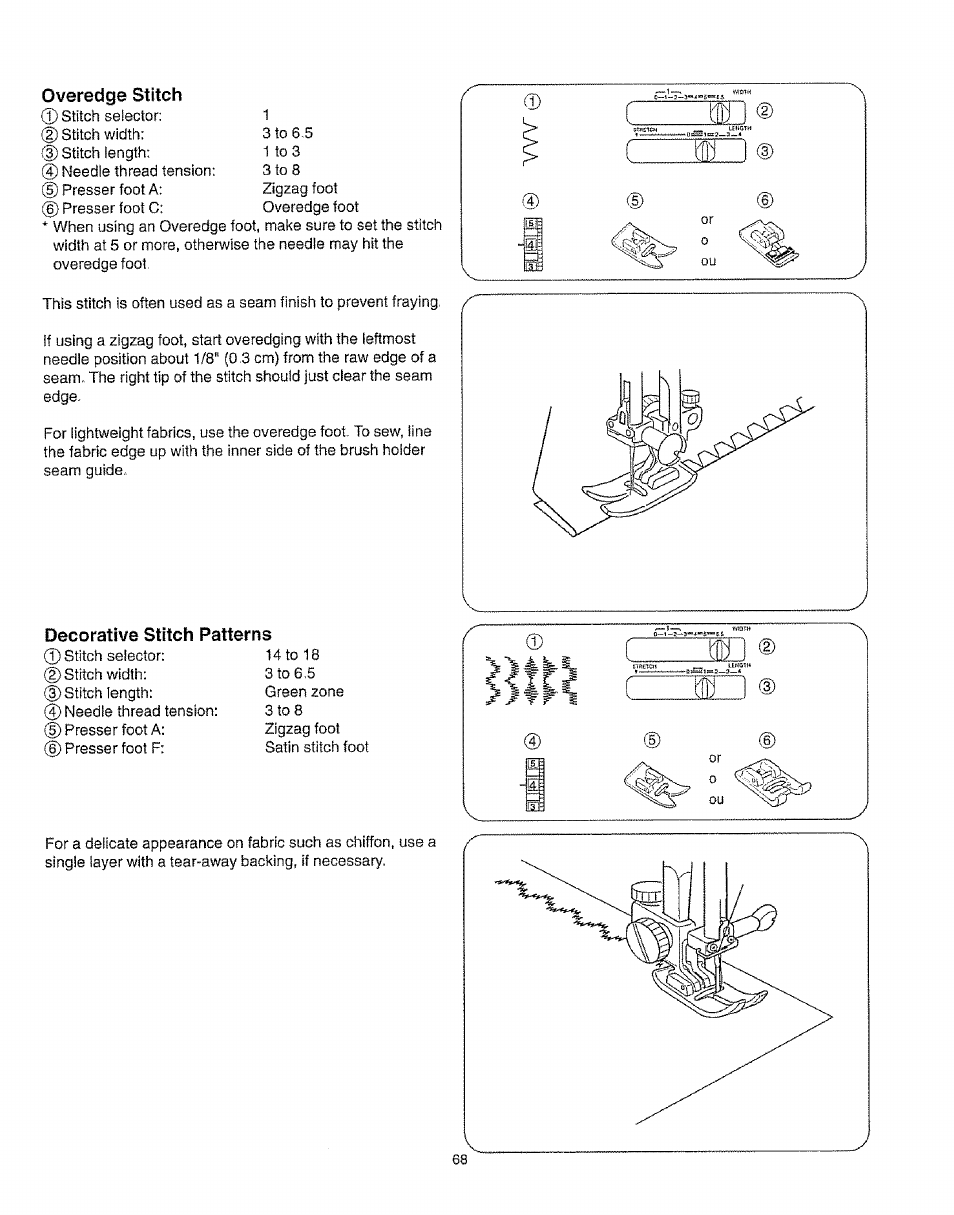 Decorative stitch patterns, Overedge stitch | Kenmore 385.16231 User Manual | Page 80 / 117