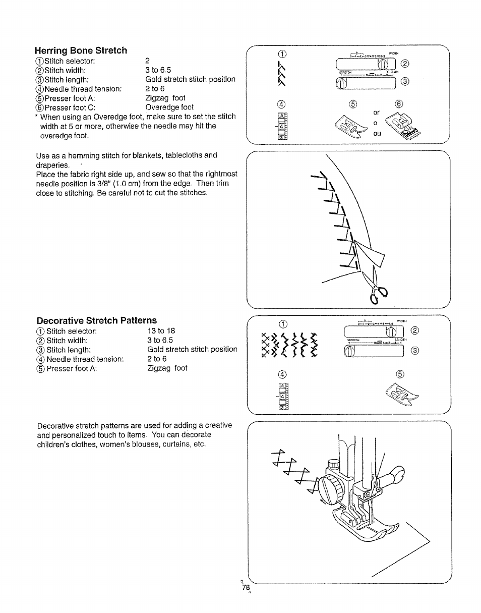 Decorative stretch patterns, Herring bone stretch | Kenmore 385.16231 User Manual | Page 90 / 117