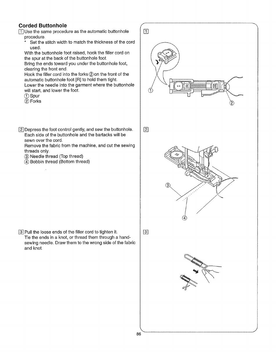 Corded buttonhole | Kenmore 385.16231 User Manual | Page 98 / 117