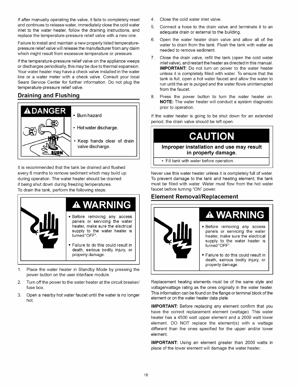 A warning, Caution, Ir a warning | Adanger | Kenmore 153.32116 User Manual | Page 18 / 28