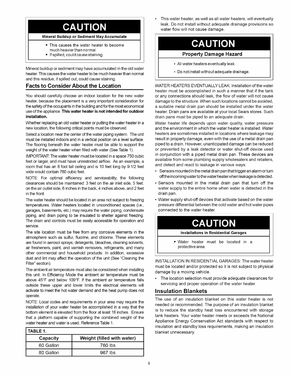 Caution | Kenmore 153.32116 User Manual | Page 9 / 28