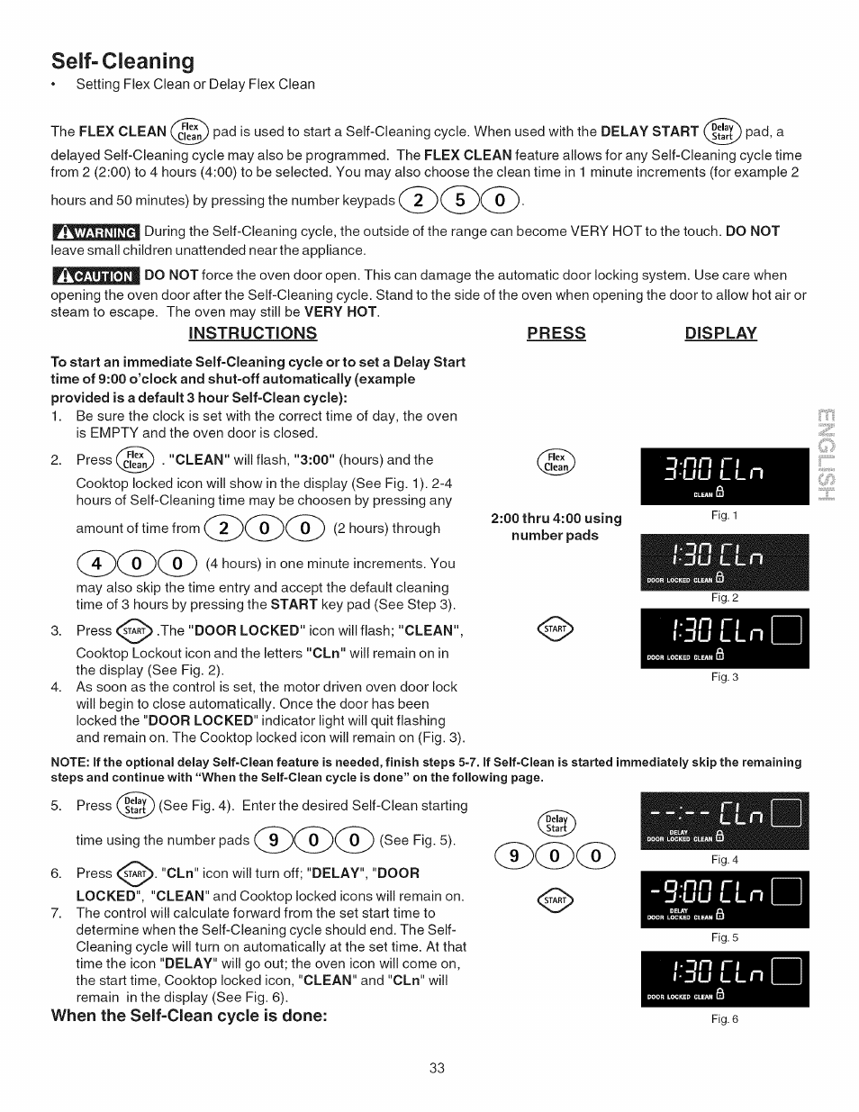 Seif-cleaning, Instructions, When the self-clean cycle is done | J n n n, O - n n ri, I j n n | Kenmore 790.7755 User Manual | Page 33 / 42