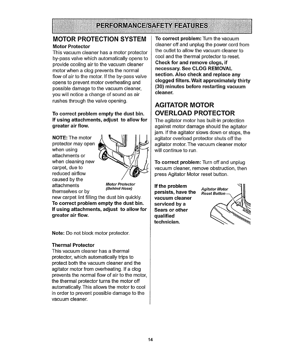 Agitator motor overload protector | Kenmore 116.36932 User Manual | Page 14 / 23