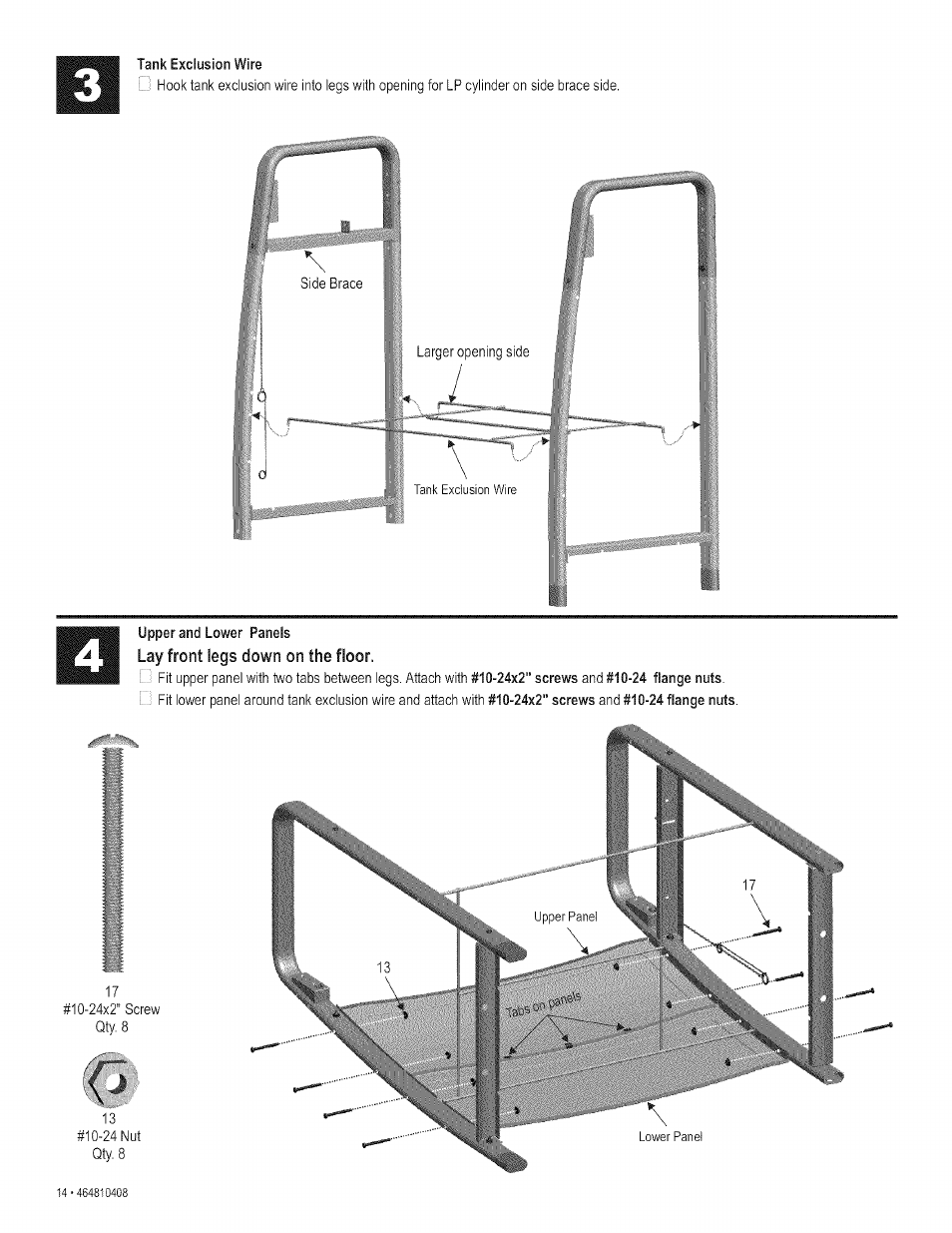 Tank exclusion wire, Upper and lower panels | Kenmore 415.161108 User Manual | Page 14 / 28