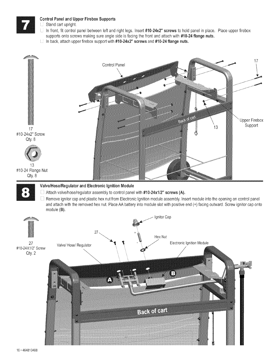 Control panel and upper firebox supports | Kenmore 415.161108 User Manual | Page 16 / 28