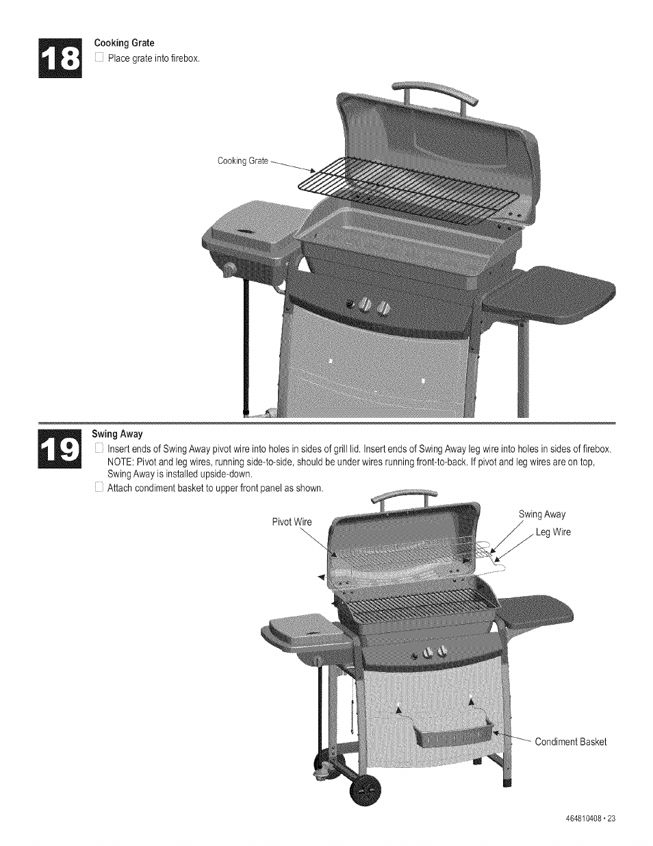 Cooking grate | Kenmore 415.161108 User Manual | Page 23 / 28