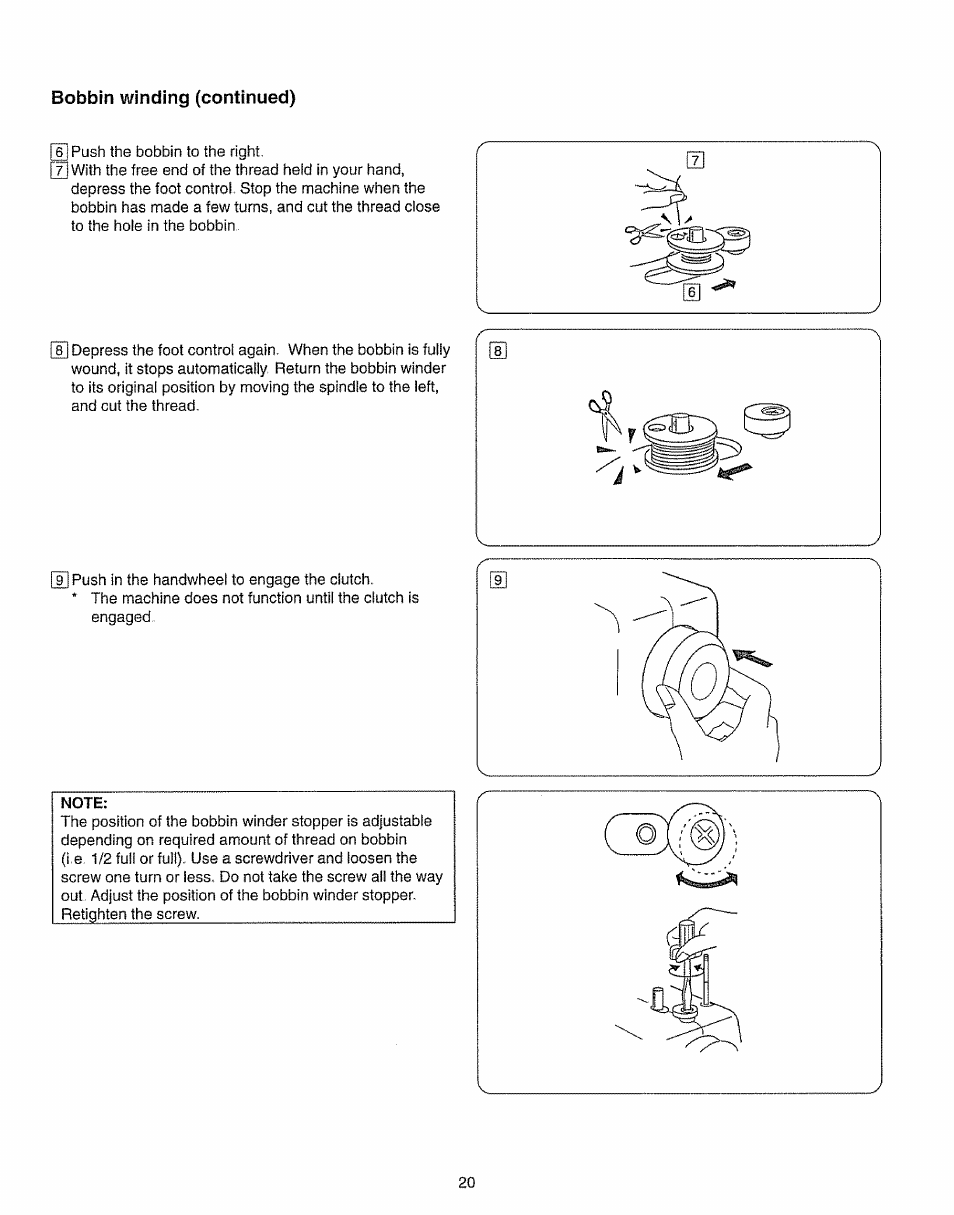 Bobbin winding (continued) | Kenmore 385.15208 User Manual | Page 28 / 75