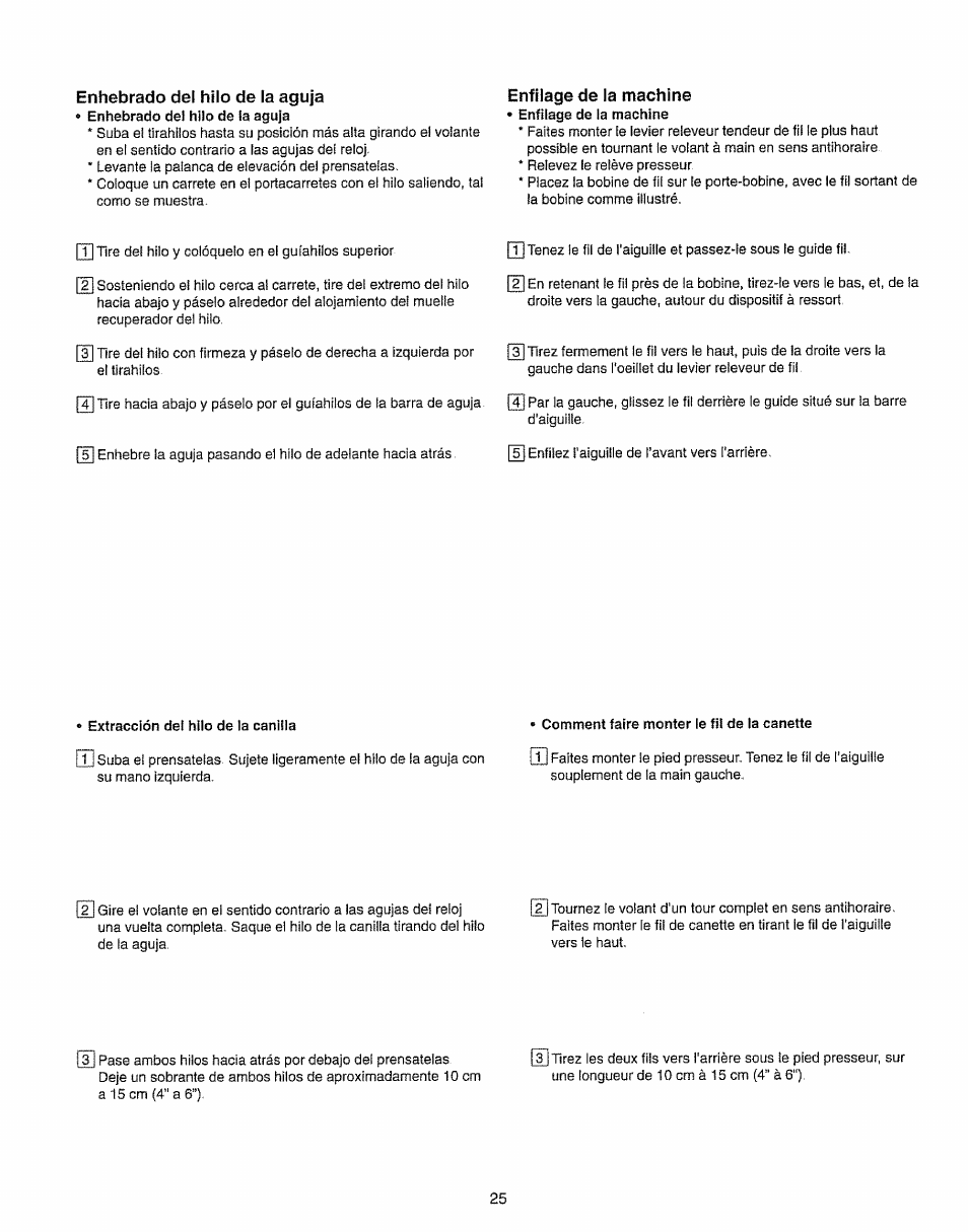 Enhebrado del hilo de la aguja, Enfilage de la machine | Kenmore 385.15208 User Manual | Page 33 / 75