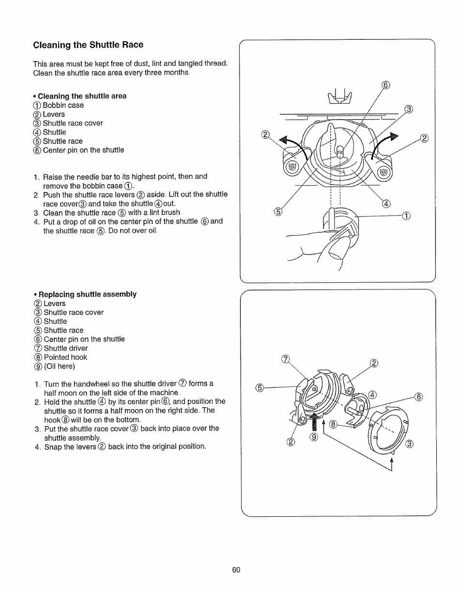 Cleaning the shuttle race | Kenmore 385.15208 User Manual | Page 68 / 75