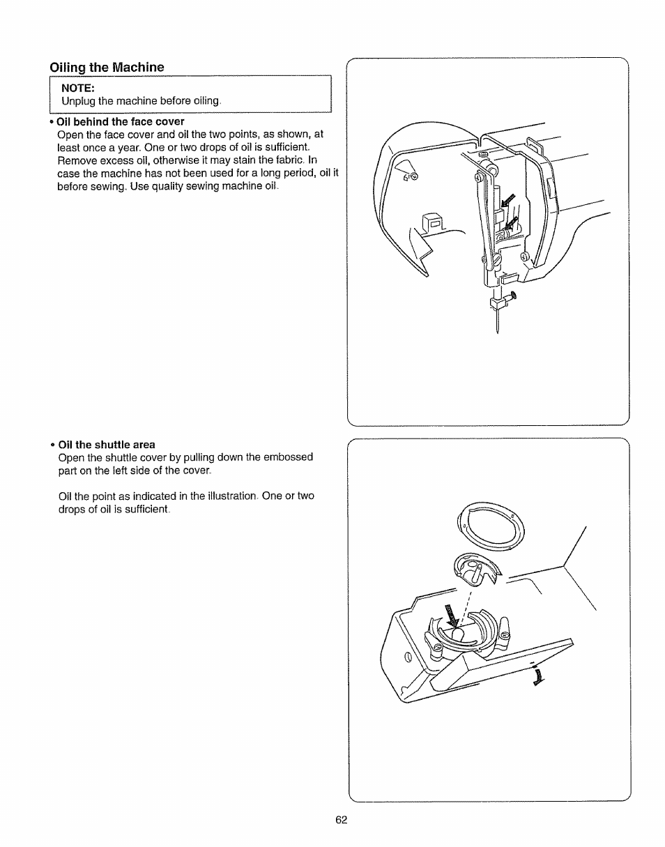 Oiling the machine, Cilingthe machine | Kenmore 385.15208 User Manual | Page 70 / 75