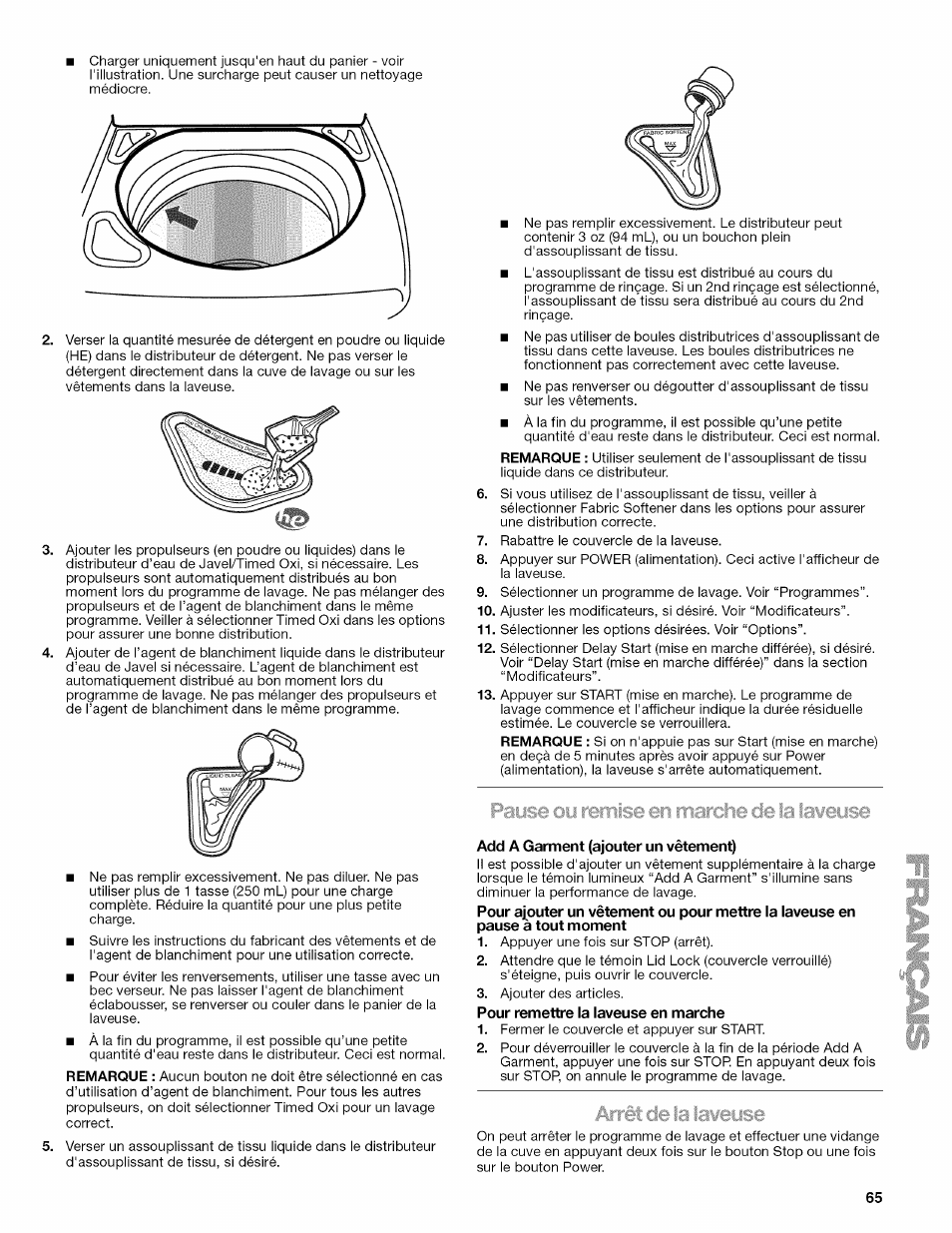 Add a garment (ajouter un vêtement) | Kenmore OASIS HT W10026626B User Manual | Page 65 / 80