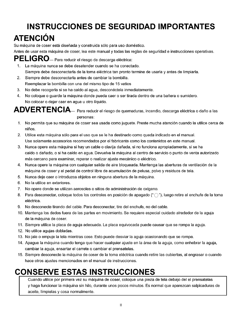 Instrucciones de seguridad importantes atención, Peligro, Advertencia | Conserve estas instrucciones | Kenmore 385.160201 User Manual | Page 3 / 109