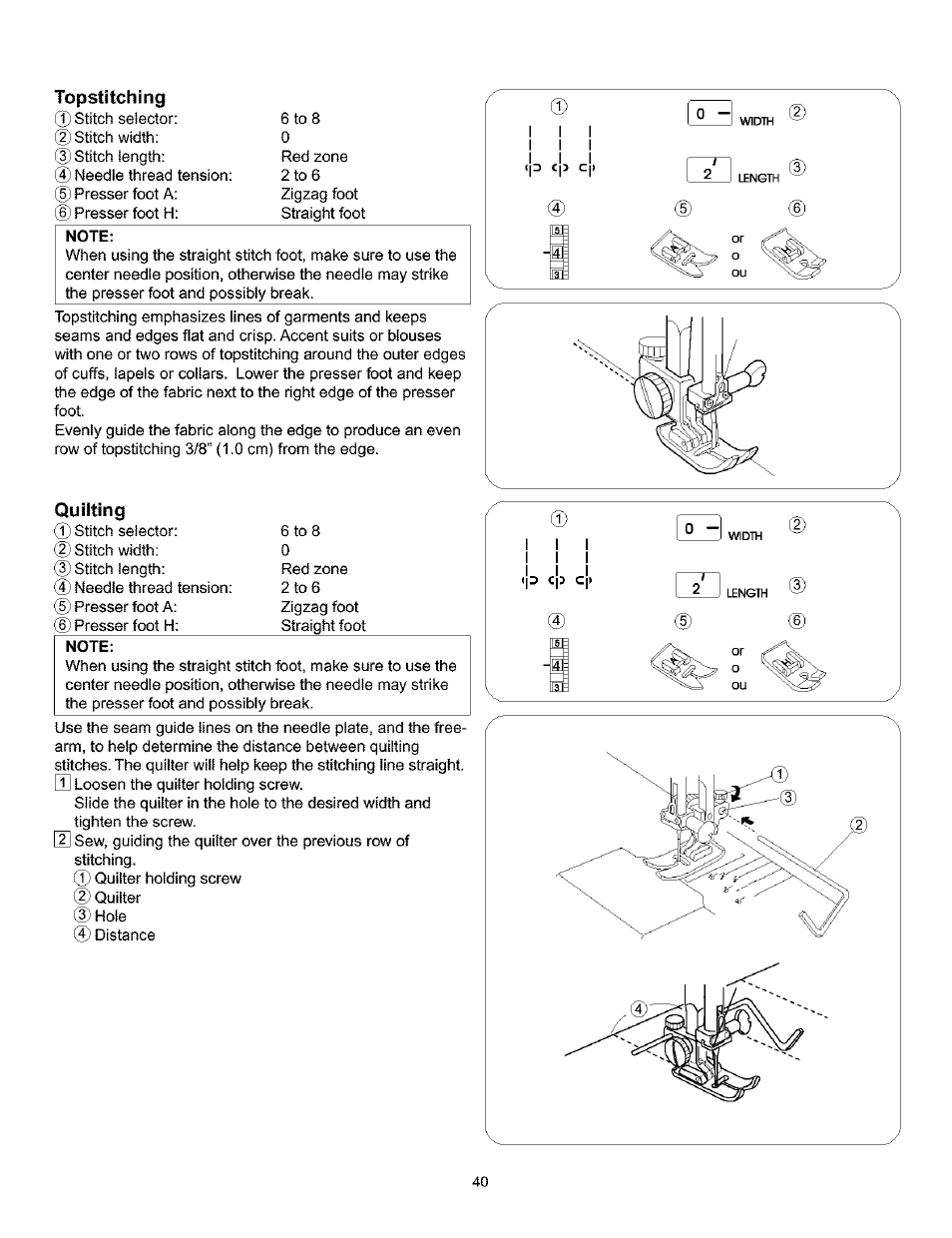 Topstitching, Quiiting, Topstitching quilting | O c|j c | Kenmore 385.160201 User Manual | Page 48 / 109