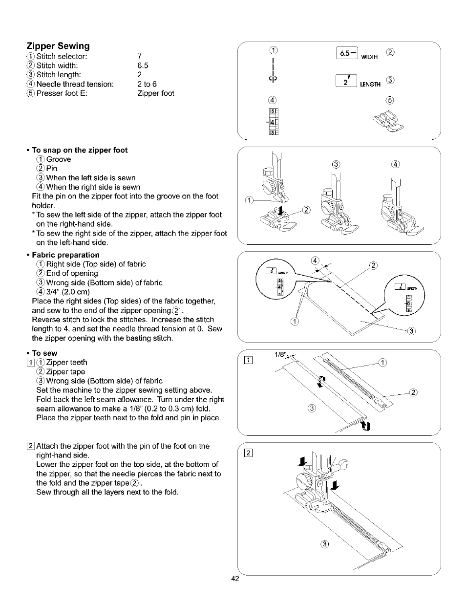 Zipper sewing, Zipper sewing -44 | Kenmore 385.160201 User Manual | Page 50 / 109