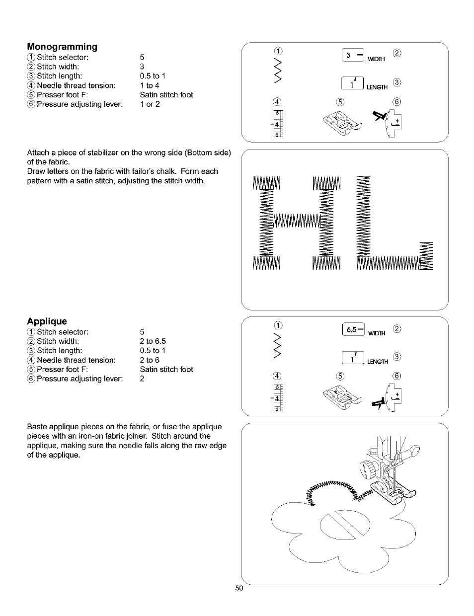 Monogramming, Applique | Kenmore 385.160201 User Manual | Page 58 / 109