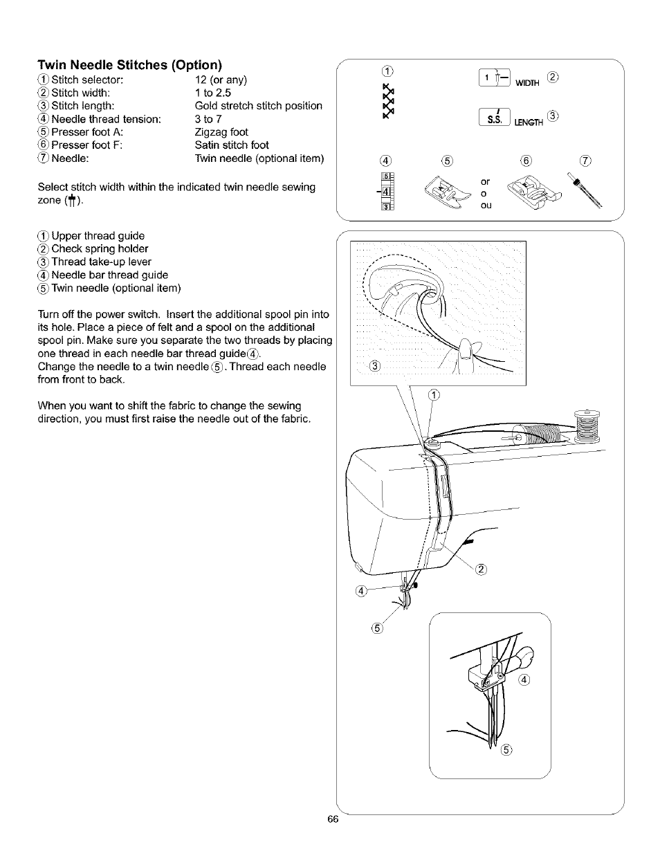 Twin needle stitches (option), Twin needle stitches {option) | Kenmore 385.160201 User Manual | Page 74 / 109