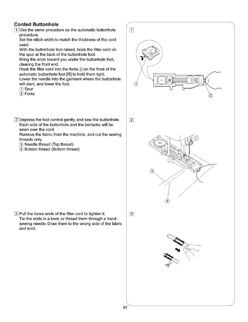 Corded buttonhole | Kenmore 385.160201 User Manual | Page 90 / 109